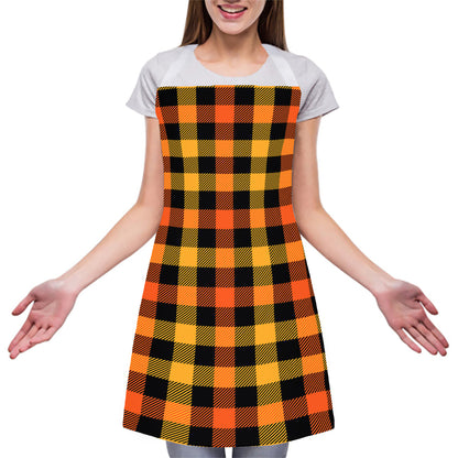 Orange And Black Buffalo Plaid Print Adjustable Apron