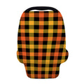 Orange And Black Buffalo Plaid Print Baby Seat Cover