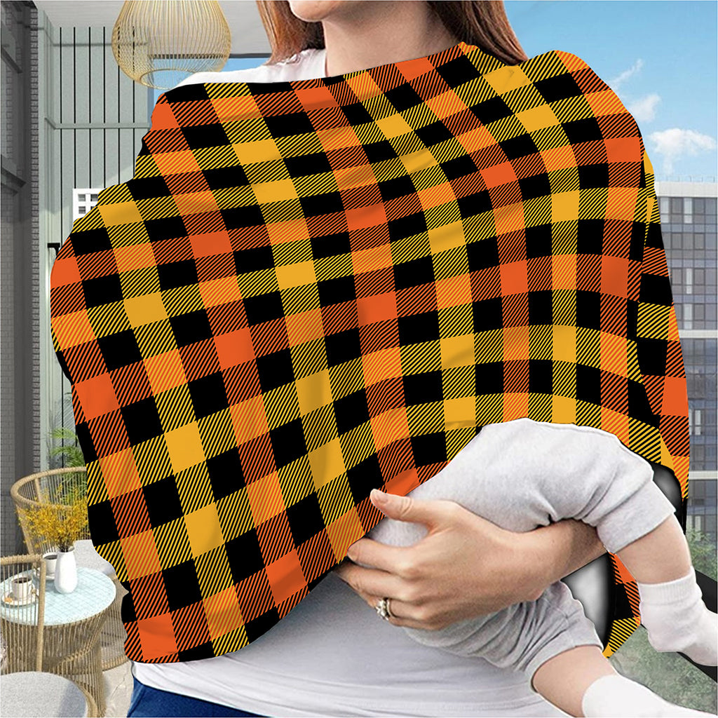 Orange And Black Buffalo Plaid Print Baby Seat Cover