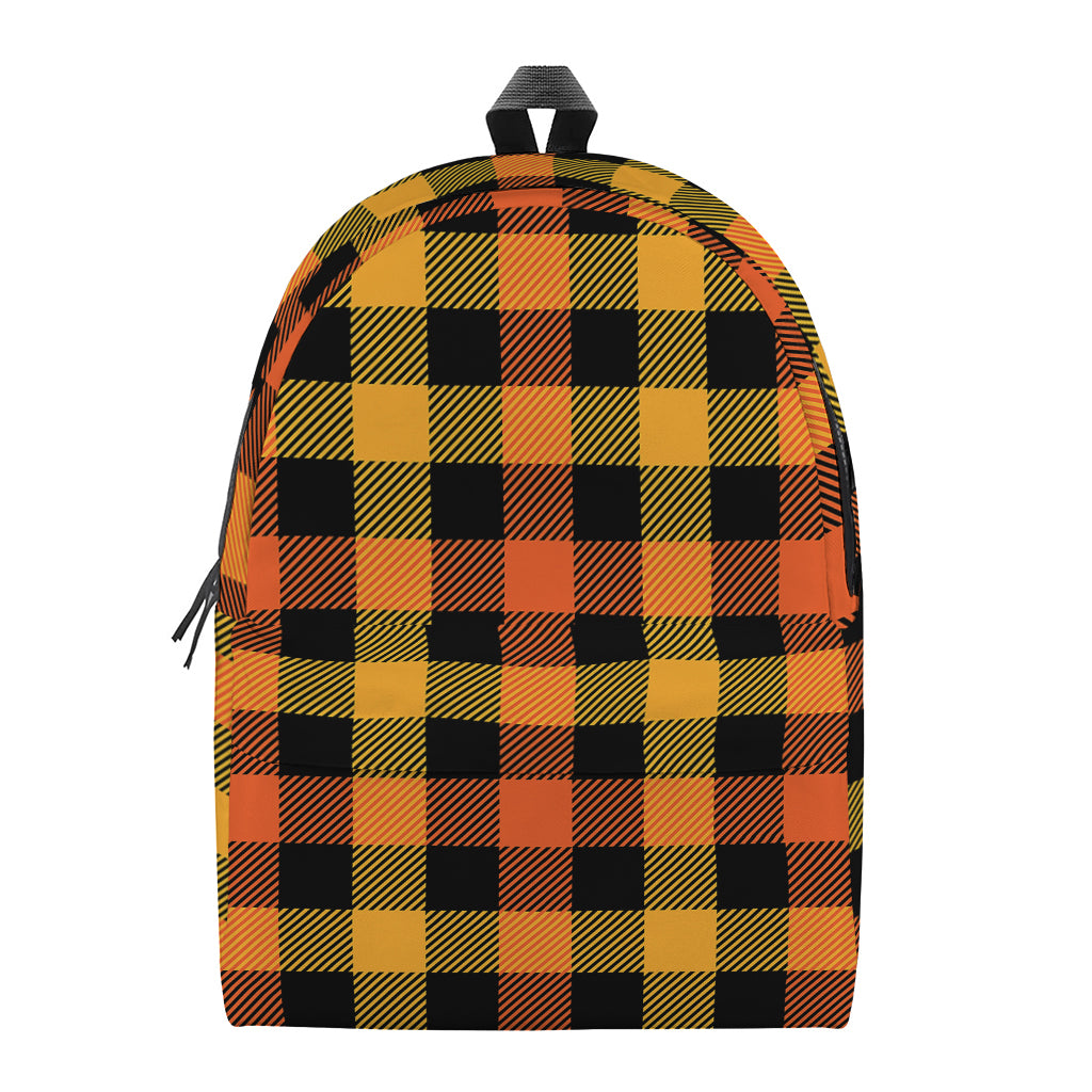 Orange And Black Buffalo Plaid Print Backpack