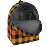 Orange And Black Buffalo Plaid Print Backpack