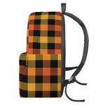 Orange And Black Buffalo Plaid Print Backpack