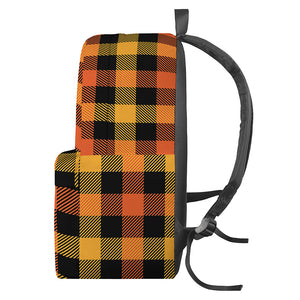 Orange And Black Buffalo Plaid Print Backpack