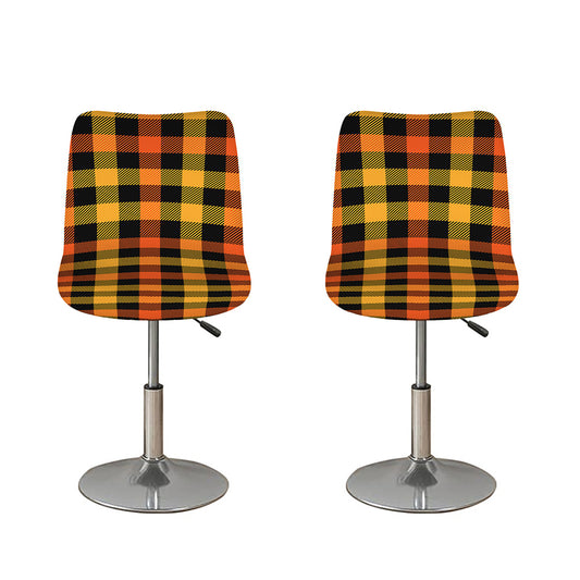 Orange And Black Buffalo Plaid Print Bar Stool Covers