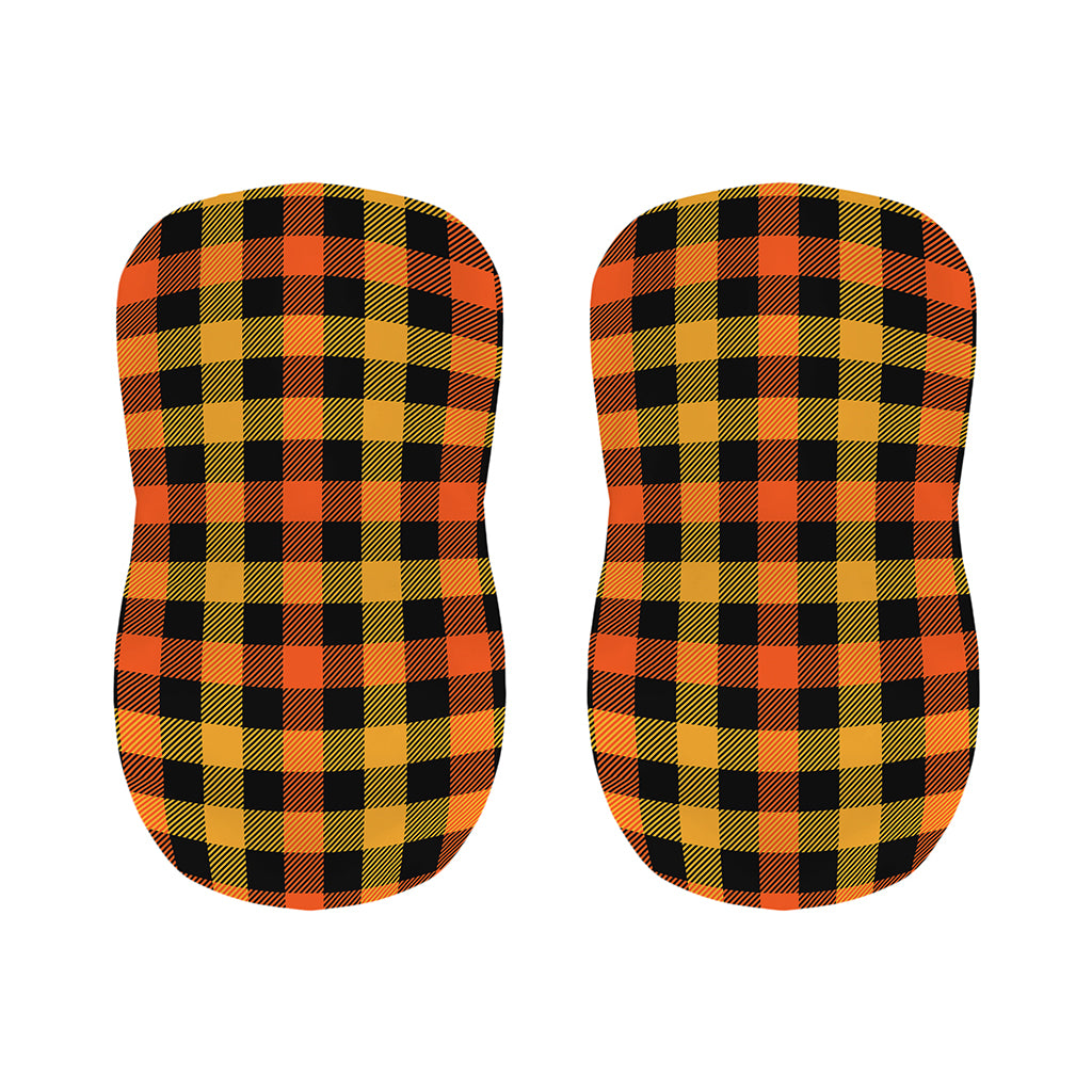 Orange And Black Buffalo Plaid Print Bar Stool Covers