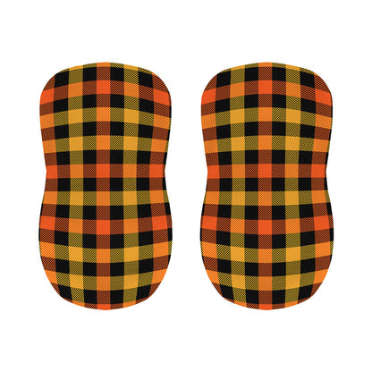 Orange And Black Buffalo Plaid Print Bar Stool Covers