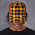 Orange And Black Buffalo Plaid Print Baseball Cap