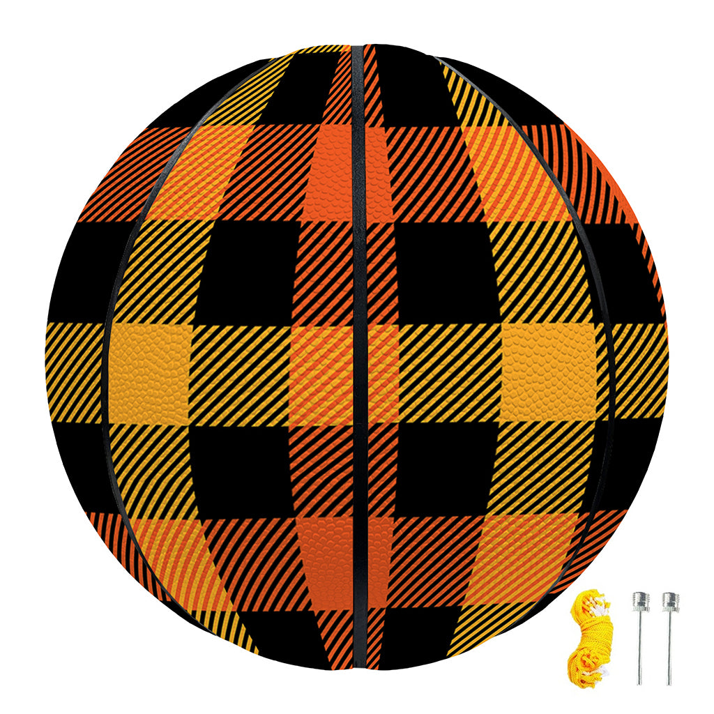 Orange And Black Buffalo Plaid Print Basketball
