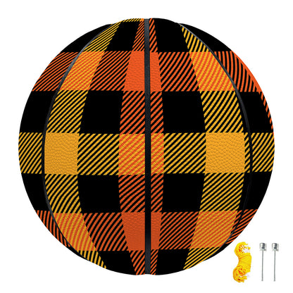 Orange And Black Buffalo Plaid Print Basketball