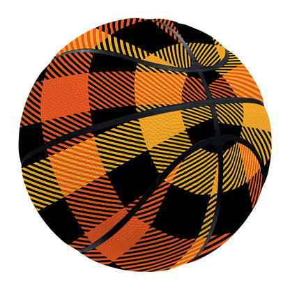 Orange And Black Buffalo Plaid Print Basketball