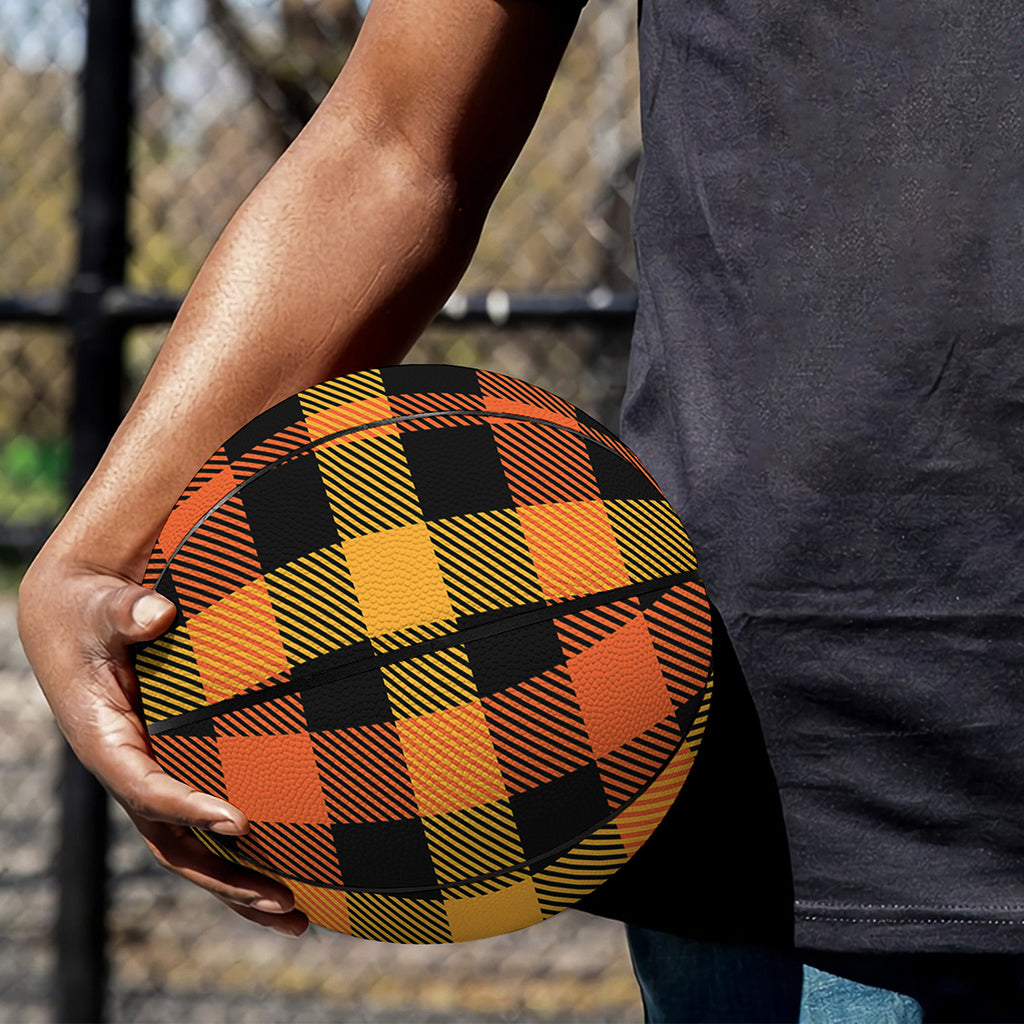 Orange And Black Buffalo Plaid Print Basketball