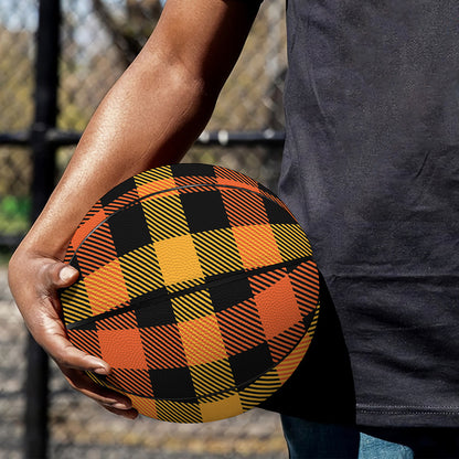 Orange And Black Buffalo Plaid Print Basketball