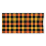 Orange And Black Buffalo Plaid Print Beach Towel