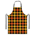 Orange And Black Buffalo Plaid Print Bib Apron With Pocket