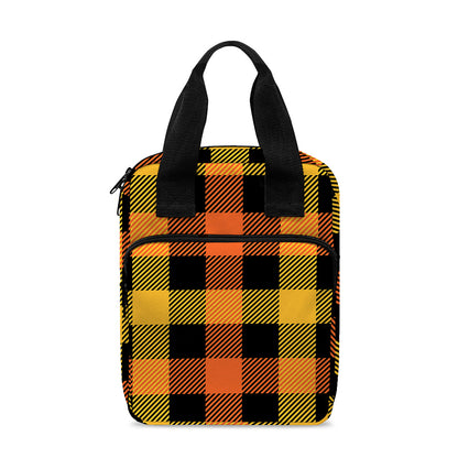 Orange And Black Buffalo Plaid Print Bible Tote Bag