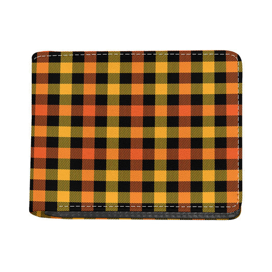 Orange And Black Buffalo Plaid Print Bifold Wallet