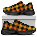 Orange And Black Buffalo Plaid Print Black Chunky Shoes