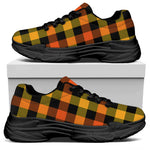 Orange And Black Buffalo Plaid Print Black Chunky Shoes
