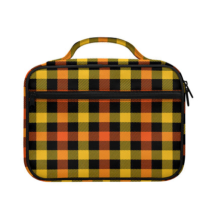 Orange And Black Buffalo Plaid Print Briefcase Bible Bag