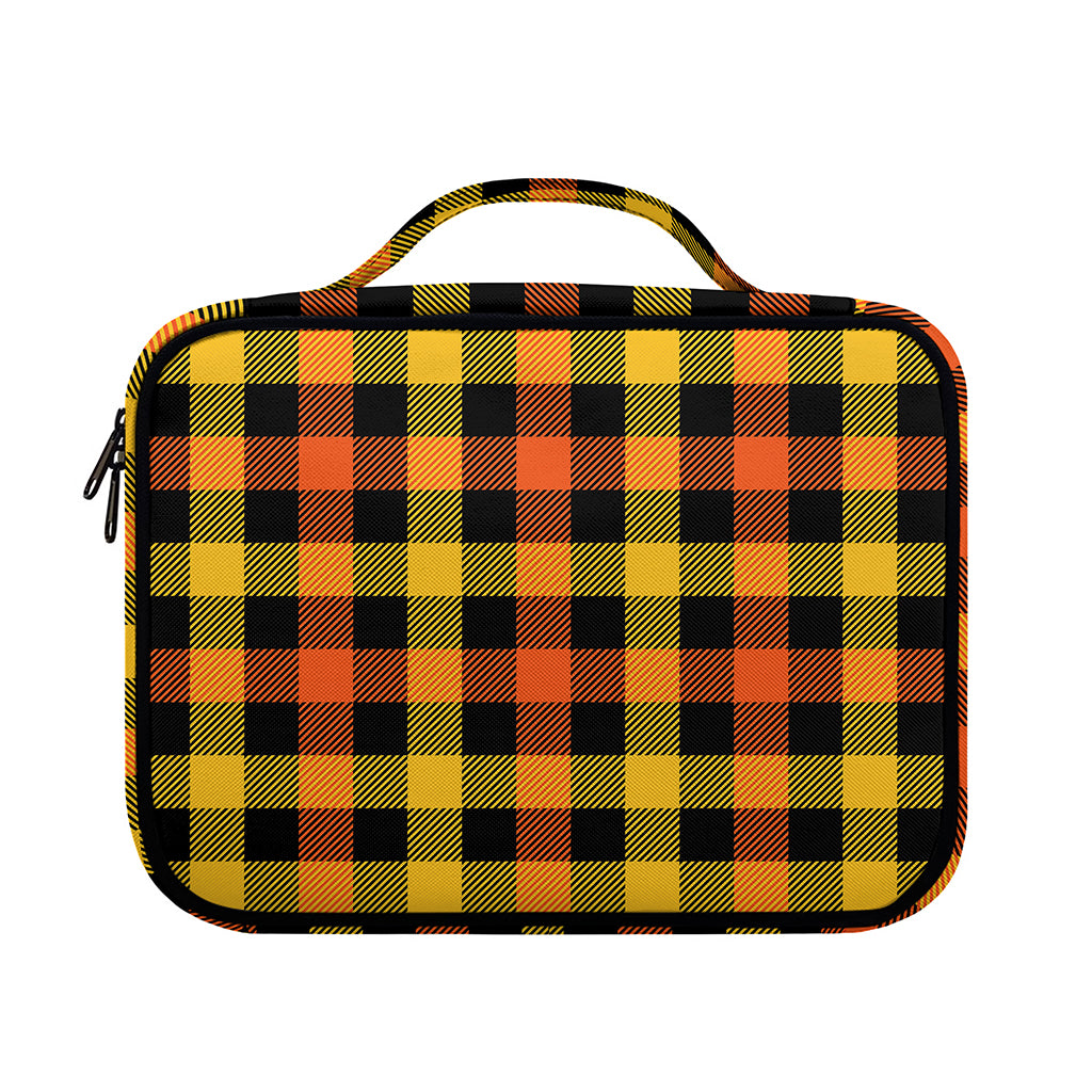 Orange And Black Buffalo Plaid Print Briefcase Bible Bag