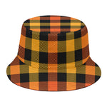 Orange And Black Buffalo Plaid Print Bucket Hat