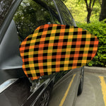 Orange And Black Buffalo Plaid Print Car Side Mirror Covers