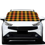 Orange And Black Buffalo Plaid Print Car Windshield Snow Cover