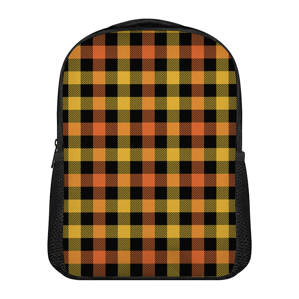 Orange And Black Buffalo Plaid Print Casual Backpack