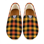 Orange And Black Buffalo Plaid Print Casual Shoes