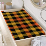 Orange And Black Buffalo Plaid Print Changing Pad Cover