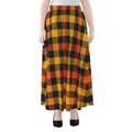 Orange And Black Buffalo Plaid Print Chiffon Maxi Skirt