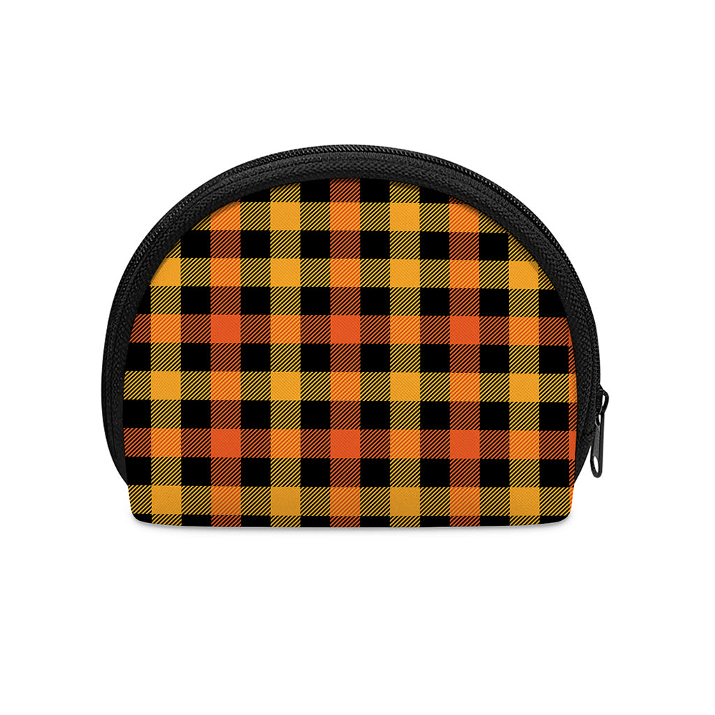 Orange And Black Buffalo Plaid Print Coin Purse