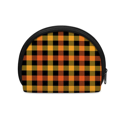 Orange And Black Buffalo Plaid Print Coin Purse