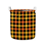 Orange And Black Buffalo Plaid Print Collapsible Laundry Basket