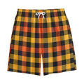 Orange And Black Buffalo Plaid Print Cotton Shorts