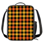 Orange And Black Buffalo Plaid Print Crossbody Lunch Bag