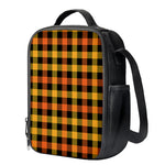 Orange And Black Buffalo Plaid Print Crossbody Lunch Bag