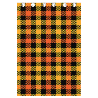 Orange And Black Buffalo Plaid Print Curtain