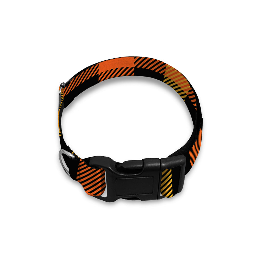 Orange And Black Buffalo Plaid Print Dog Collar
