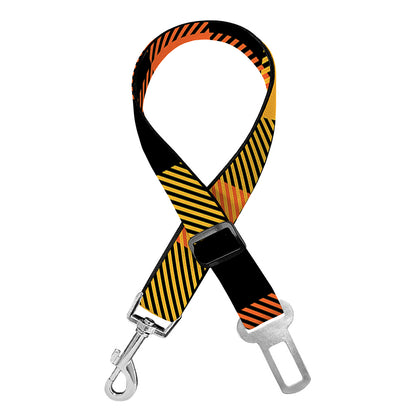 Orange And Black Buffalo Plaid Print Dog Seat Belt