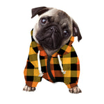 Orange And Black Buffalo Plaid Print Dog Zip Up Hoodie
