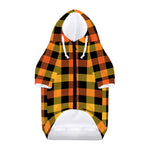 Orange And Black Buffalo Plaid Print Dog Zip Up Hoodie