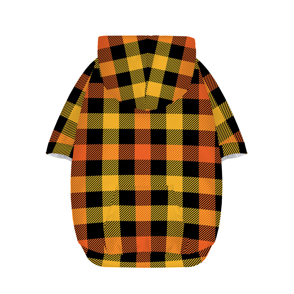 Orange And Black Buffalo Plaid Print Dog Zip Up Hoodie