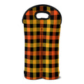 Orange And Black Buffalo Plaid Print Double Neoprene Wine Tote