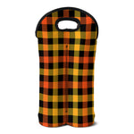 Orange And Black Buffalo Plaid Print Double Neoprene Wine Tote