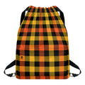 Orange And Black Buffalo Plaid Print Drawstring Backpack