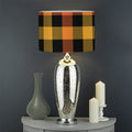 Orange And Black Buffalo Plaid Print Drum Lamp Shade