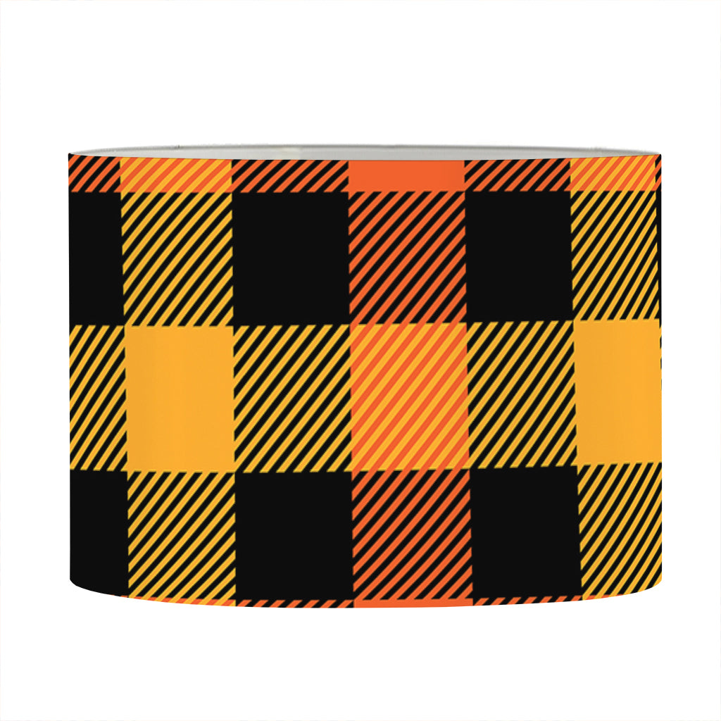 Orange And Black Buffalo Plaid Print Drum Lamp Shade