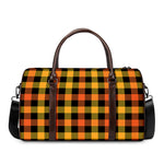 Orange And Black Buffalo Plaid Print Duffle Bag