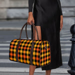 Orange And Black Buffalo Plaid Print Duffle Bag